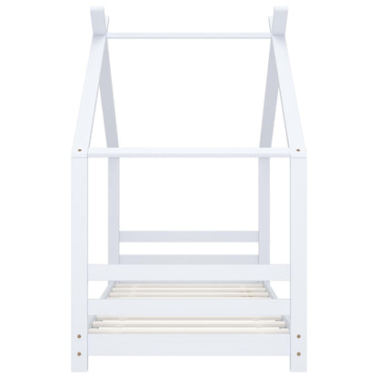 White Kids Bed Frame - Solid Pine Wood 80x160 cm