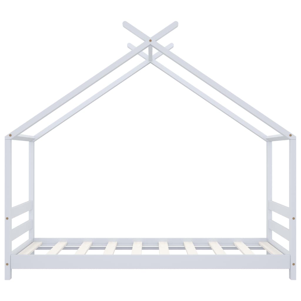White Kids Bed Frame - Solid Pine Wood 80x160 cm