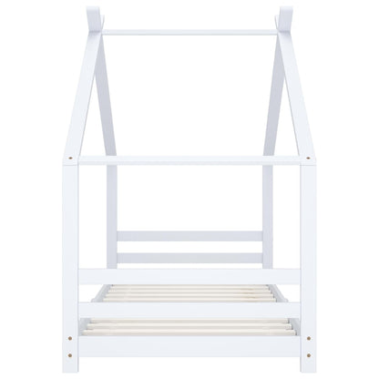 White Solid Pine Wood Kids Bed Frame - 90x200 cm Sturdy Design