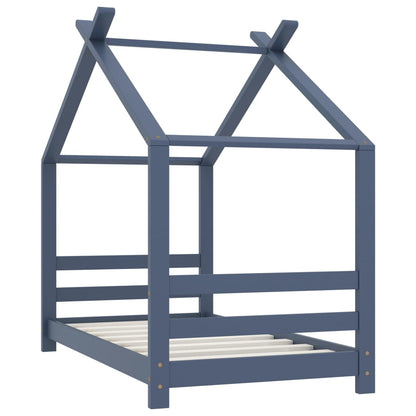 Children's Grey Solid Pine Wood Bed Frame - 70x140 cm