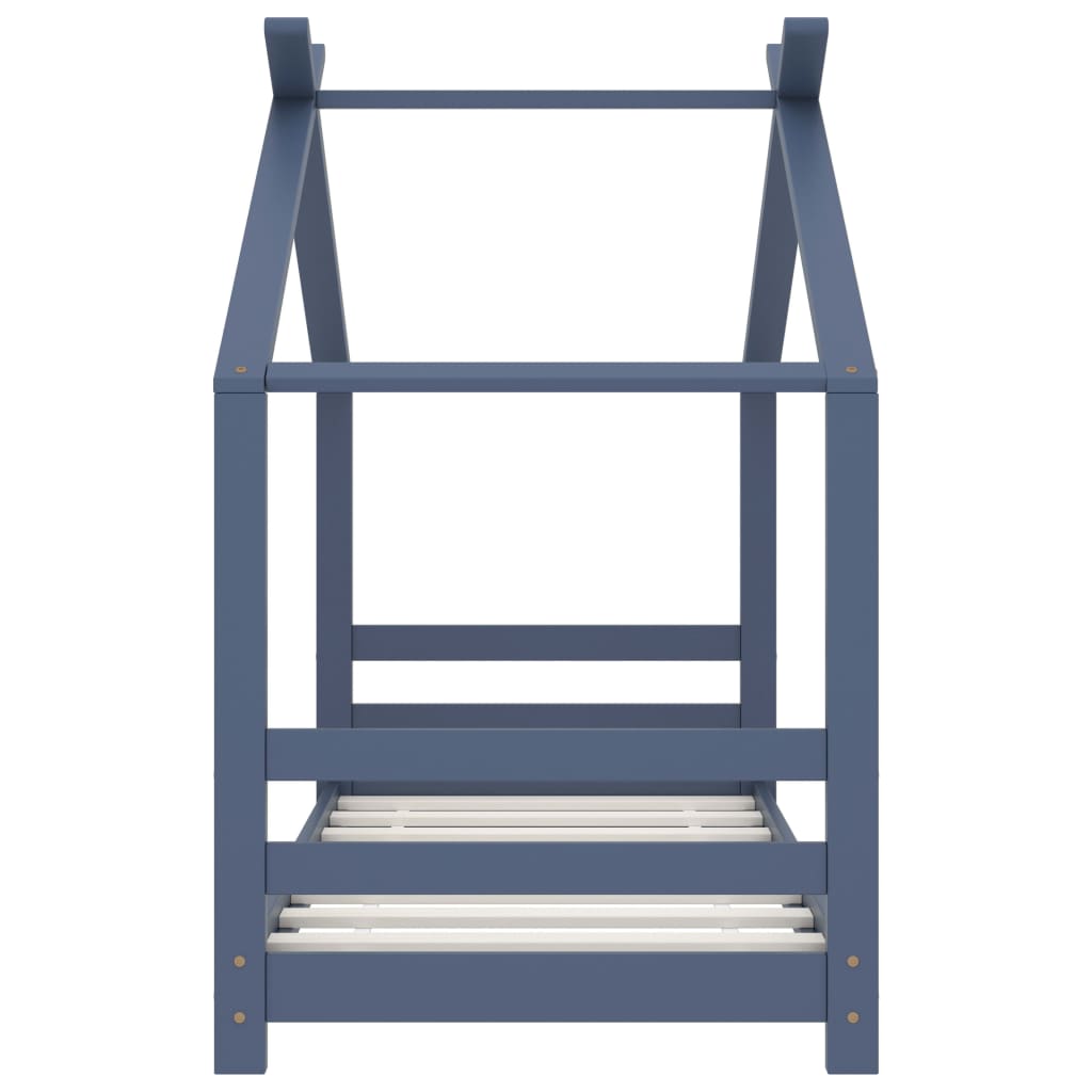 Children's Grey Solid Pine Wood Bed Frame - 70x140 cm