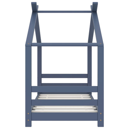 Children's Grey Solid Pine Wood Bed Frame - 70x140 cm