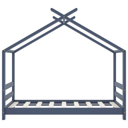 Children's Grey Solid Pine Wood Bed Frame - 70x140 cm