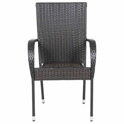 Stylish Brown Poly Rattan Stackable Outdoor Chairs - Set of 4