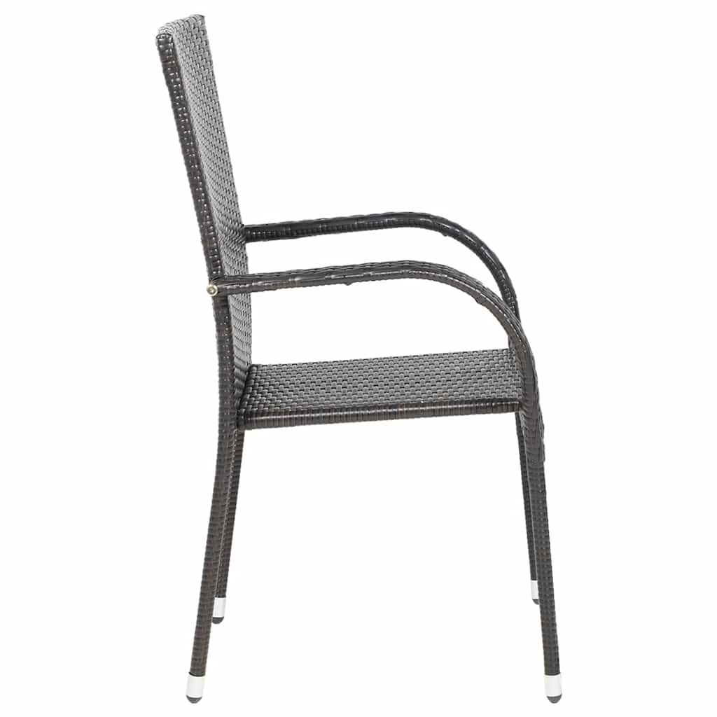 Stylish Brown Poly Rattan Stackable Outdoor Chairs - Set of 4