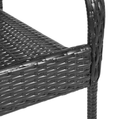 4-Piece Black Poly Rattan Stackable Outdoor Chairs Set