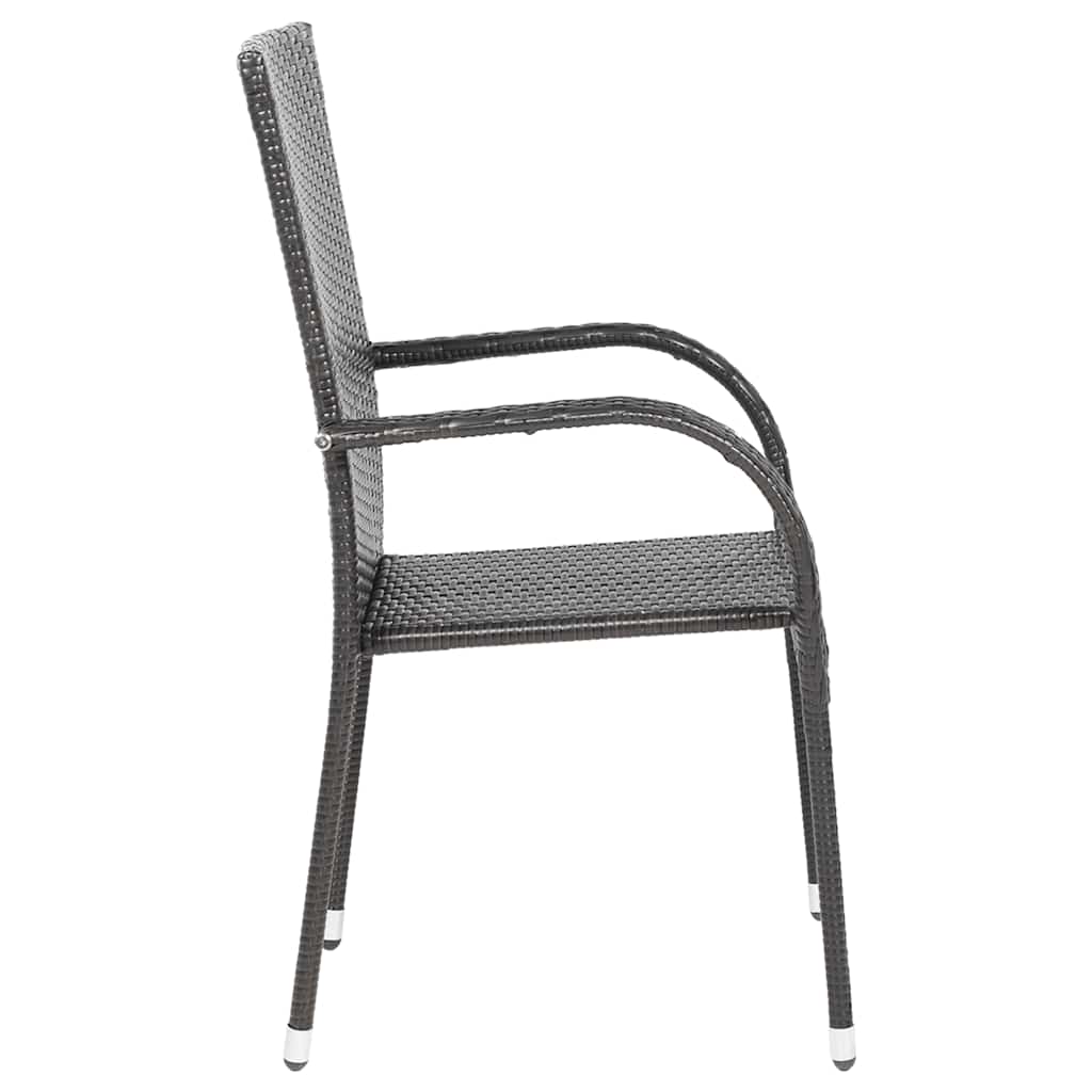 Set of 6 Stackable Poly Rattan Outdoor Chairs - Brown