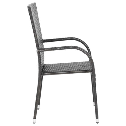 Set of 6 Stackable Poly Rattan Outdoor Chairs - Brown