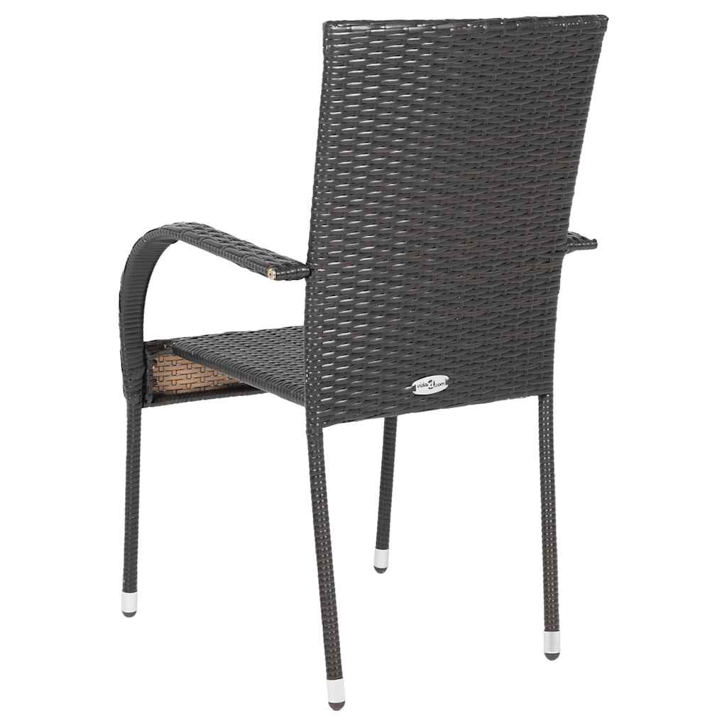 Set of 6 Stackable Poly Rattan Outdoor Chairs - Brown