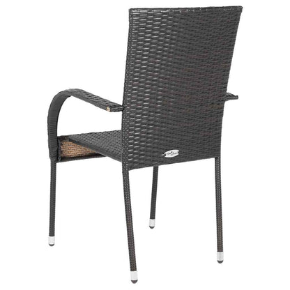Set of 6 Stackable Poly Rattan Outdoor Chairs - Brown
