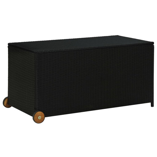 Black Poly Rattan Garden Storage Box 120x65x61 cm