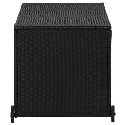 Black Poly Rattan Garden Storage Box 120x65x61 cm