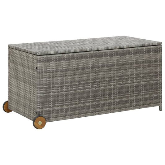 Light Grey Poly Rattan Garden Storage Box 120x65x61 cm