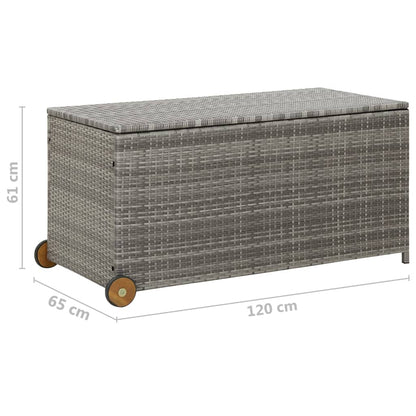 Light Grey Poly Rattan Garden Storage Box 120x65x61 cm