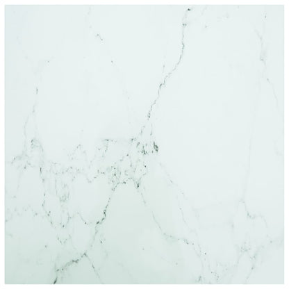 White Marble Design Tempered Glass Table Top 70x70 cm