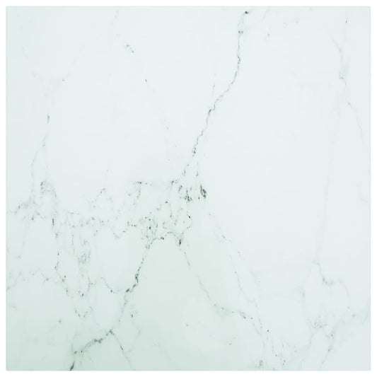 White Marble Design Tempered Glass Table Top 70x70 cm