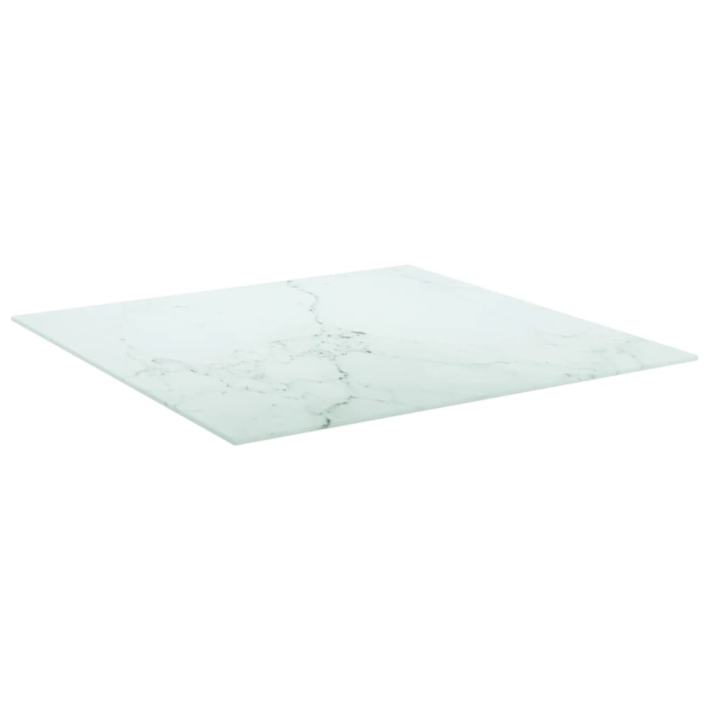 White Marble Design Tempered Glass Table Top 70x70 cm