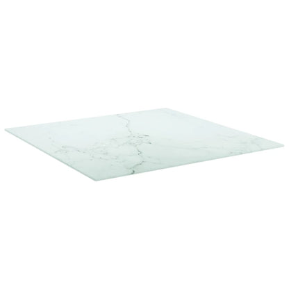 White Marble Design Tempered Glass Table Top 70x70 cm