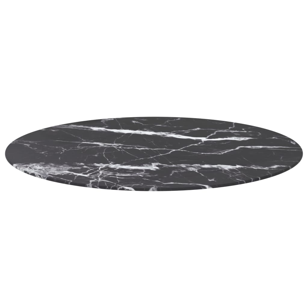 Marble Design Black Tempered Glass Table Top Ø90 cm