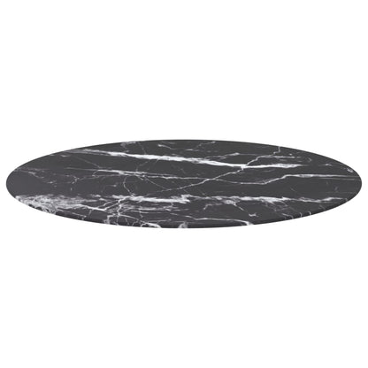 Marble Design Black Tempered Glass Table Top Ø90 cm