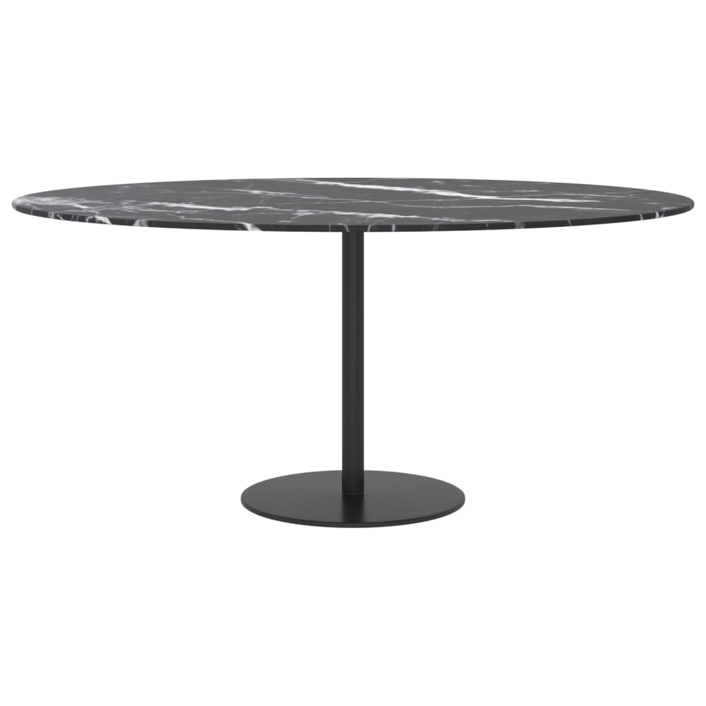 Marble Design Black Tempered Glass Table Top Ø90 cm