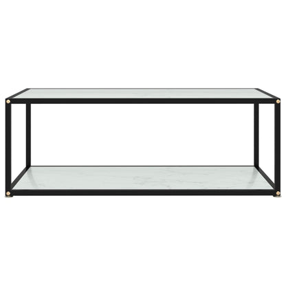 Coffee Table White 100x50x35 cm Tempered Glass