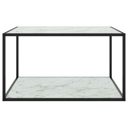 Coffee Table Black with White Marble Glass 90x90x50 cm