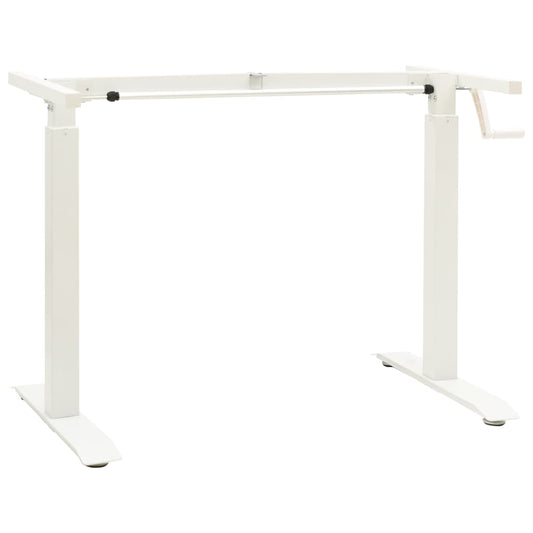 White Manual Hand Crank Height Adjustable Standing Desk Frame