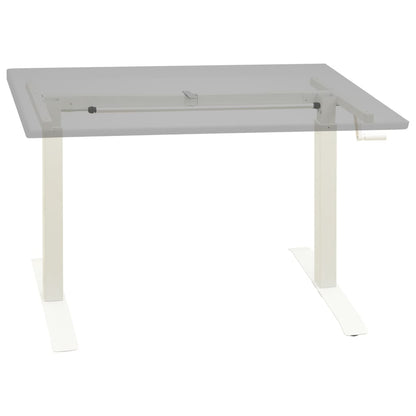 White Manual Hand Crank Height Adjustable Standing Desk Frame