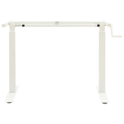 White Manual Hand Crank Height Adjustable Standing Desk Frame