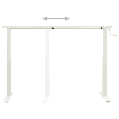 White Manual Hand Crank Height Adjustable Standing Desk Frame