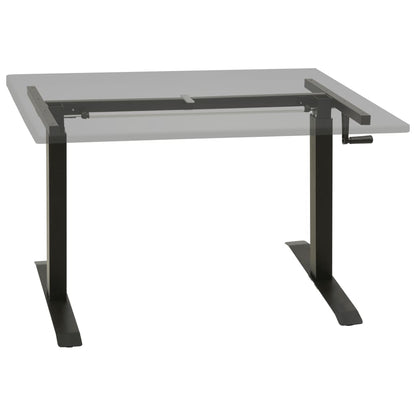 Manual Height Adjustable Black Standing Desk Frame with Hand Crank