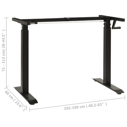 Manual Height Adjustable Black Standing Desk Frame with Hand Crank