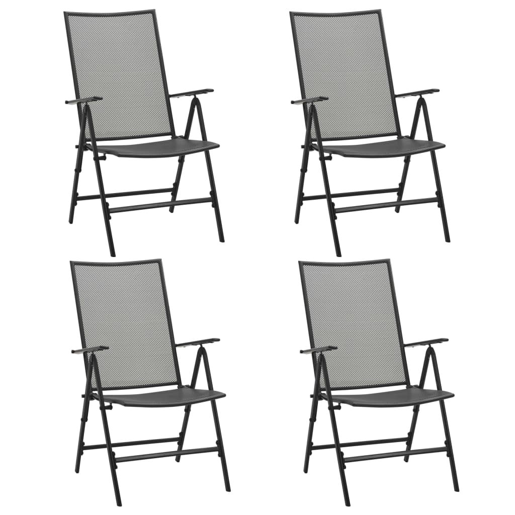 Anthracite Steel Folding Mesh Chairs Set of 4 - Durable & Stylish