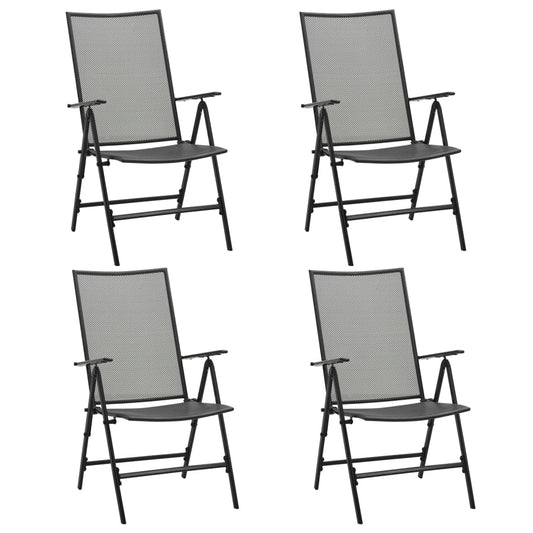 Anthracite Steel Folding Mesh Chairs Set of 4 - Durable & Stylish