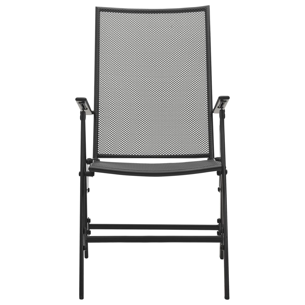 Anthracite Steel Folding Mesh Chairs Set of 4 - Durable & Stylish