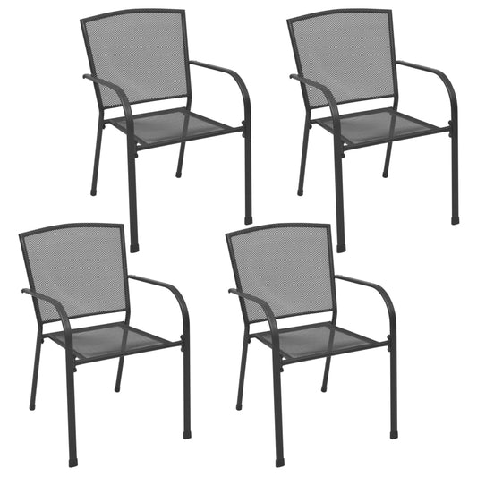 Anthracite Steel Outdoor Chairs 4 pcs - Mesh Design, Durable Comfort