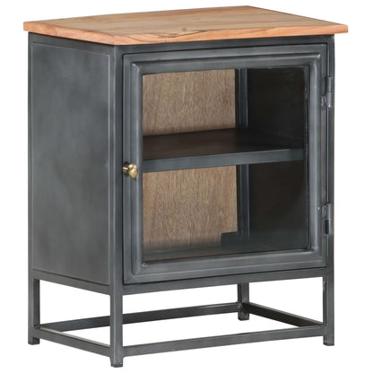 Solid Acacia Wood Bedside Cabinet in Grey - 40x30x50 cm