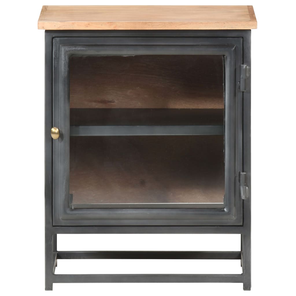 Solid Acacia Wood Bedside Cabinet in Grey - 40x30x50 cm