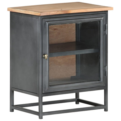 Solid Acacia Wood Bedside Cabinet in Grey - 40x30x50 cm