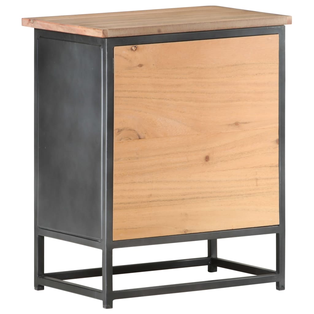 Solid Acacia Wood Bedside Cabinet in Grey - 40x30x50 cm