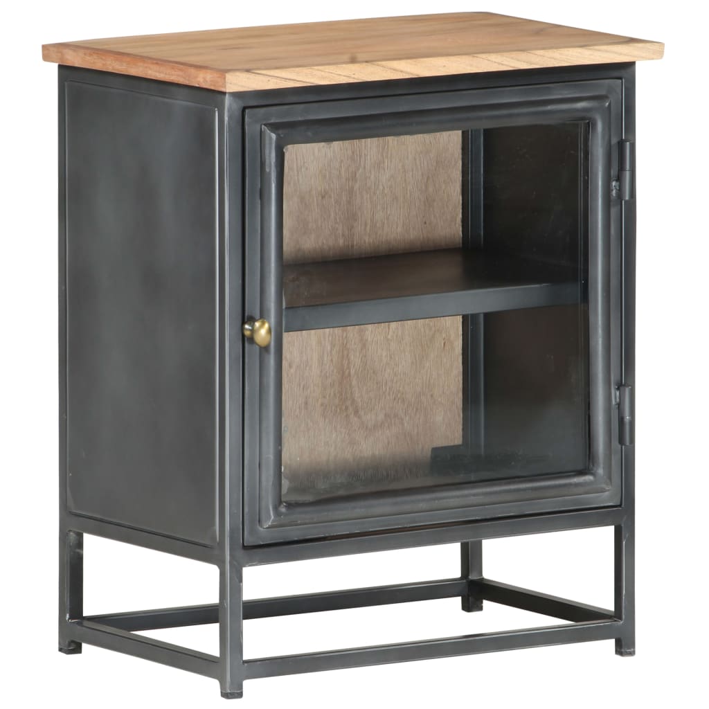 Solid Acacia Wood Bedside Cabinet in Grey - 40x30x50 cm