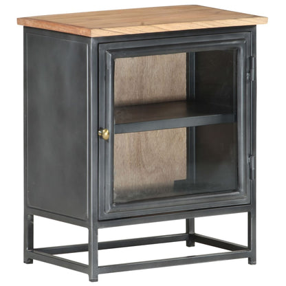 Solid Acacia Wood Bedside Cabinet in Grey - 40x30x50 cm