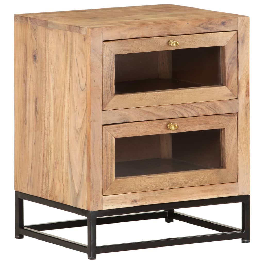 Solid Acacia Wood Bedside Cabinet 40x30x50 cm - Natural Finish