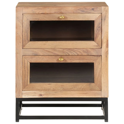 Solid Acacia Wood Bedside Cabinet 40x30x50 cm - Natural Finish