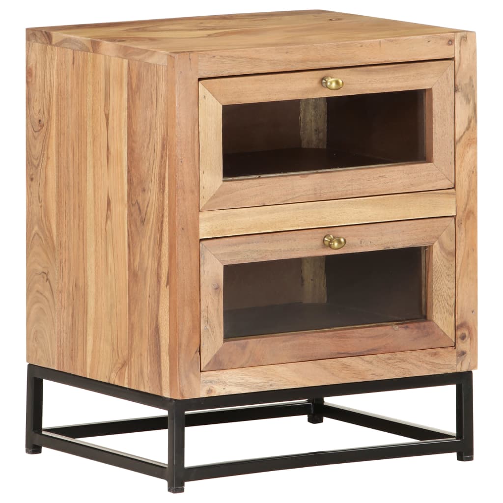Solid Acacia Wood Bedside Cabinet 40x30x50 cm - Natural Finish