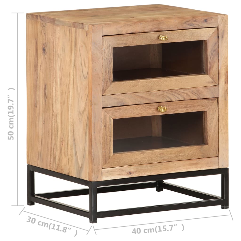 Solid Acacia Wood Bedside Cabinet 40x30x50 cm - Natural Finish