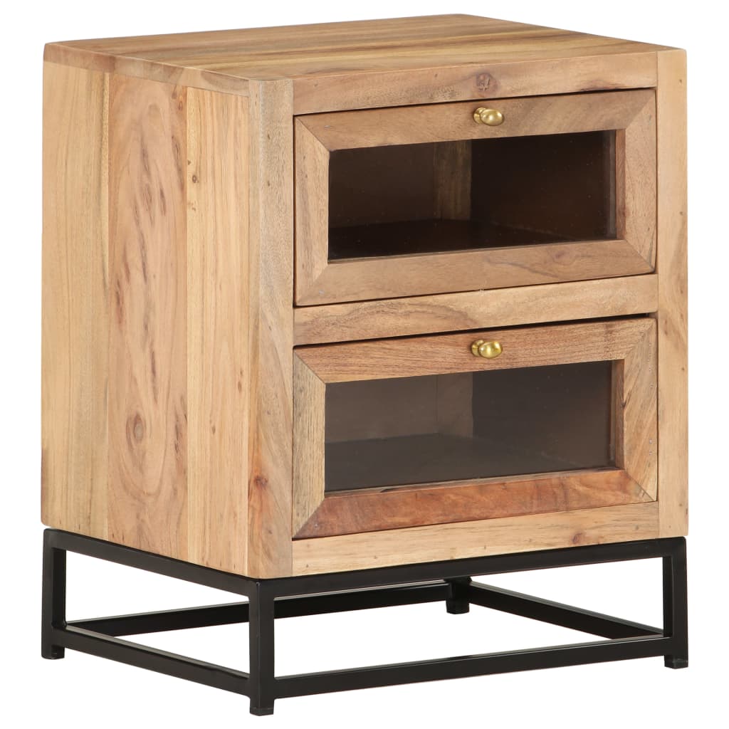 Solid Acacia Wood Bedside Cabinet 40x30x50 cm - Natural Finish