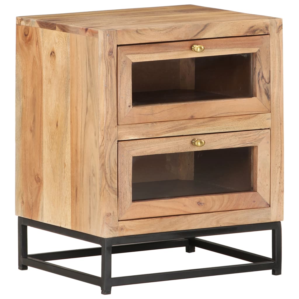 Solid Acacia Wood Bedside Cabinet 40x30x50 cm - Natural Finish
