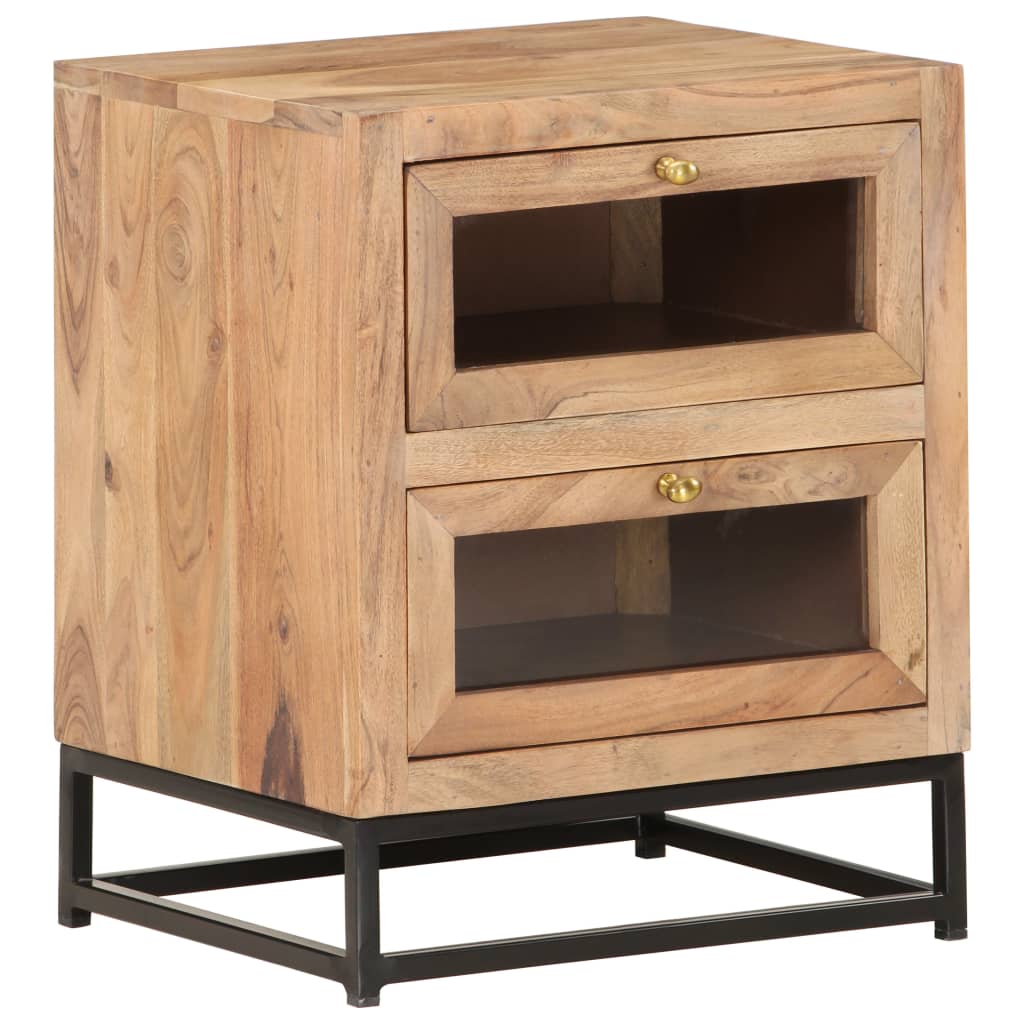 Solid Acacia Wood Bedside Cabinet 40x30x50 cm - Natural Finish